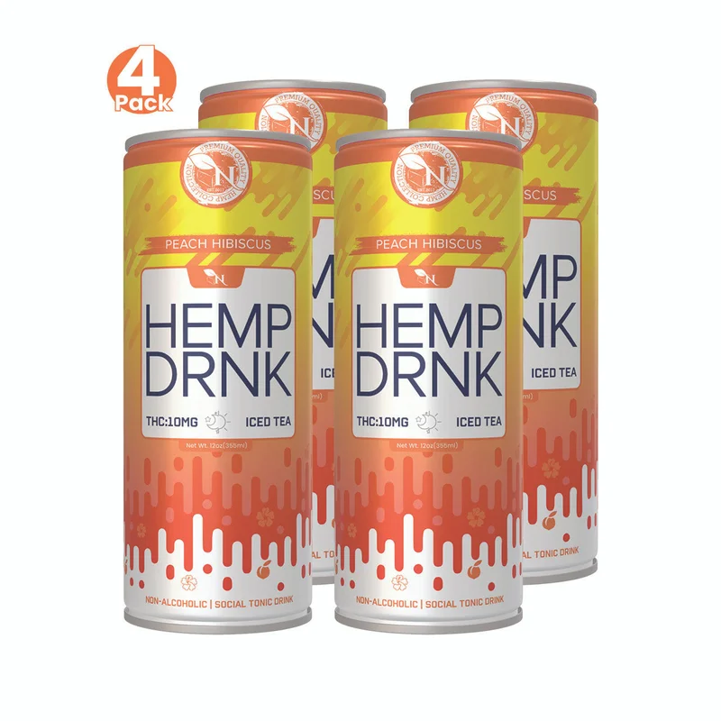 DELTA 9 THC Drink - Peach Hibiscus - 50MG - 4 PACK
