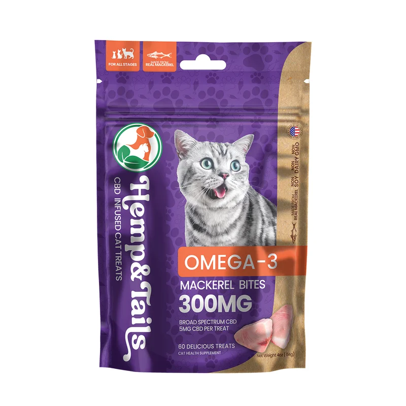 Hemp & Tails Omega-3 Mackerel CBD Cat Treats - 300mg