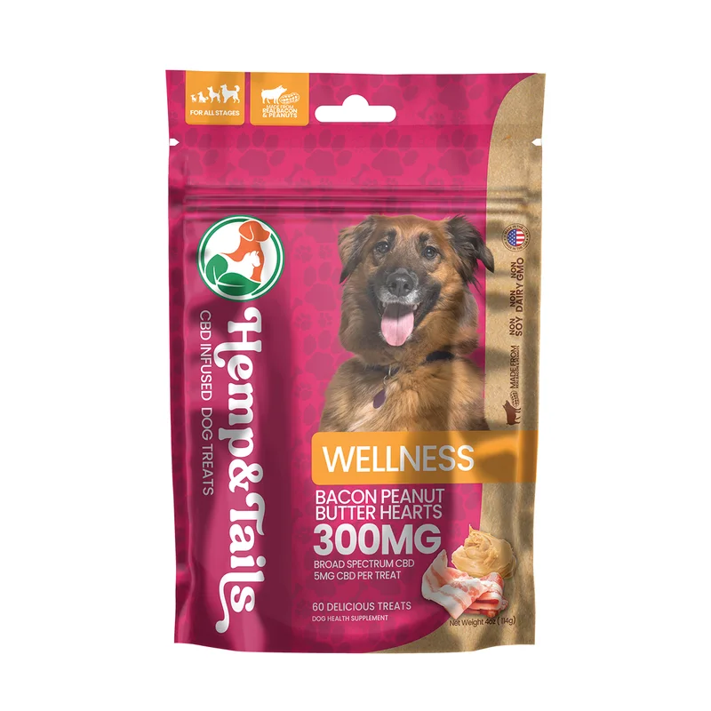 Hemp Dog Treats: Hemp & Tails Bacon Peanut Butter Hearts